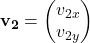 \mathbf{v_2} = \begin{pmatrix} v_{2x} \\ v_{2y} \end{pmatrix}