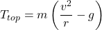 \[ T_{top} = m\left(\frac{v^2}{r} - g\right) \]